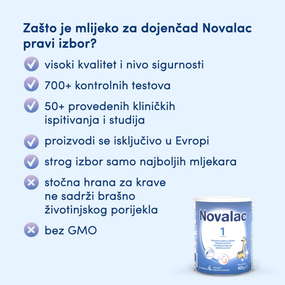 Novalac 1 400g USP – formula za novorođenčad do 6 mjeseci.