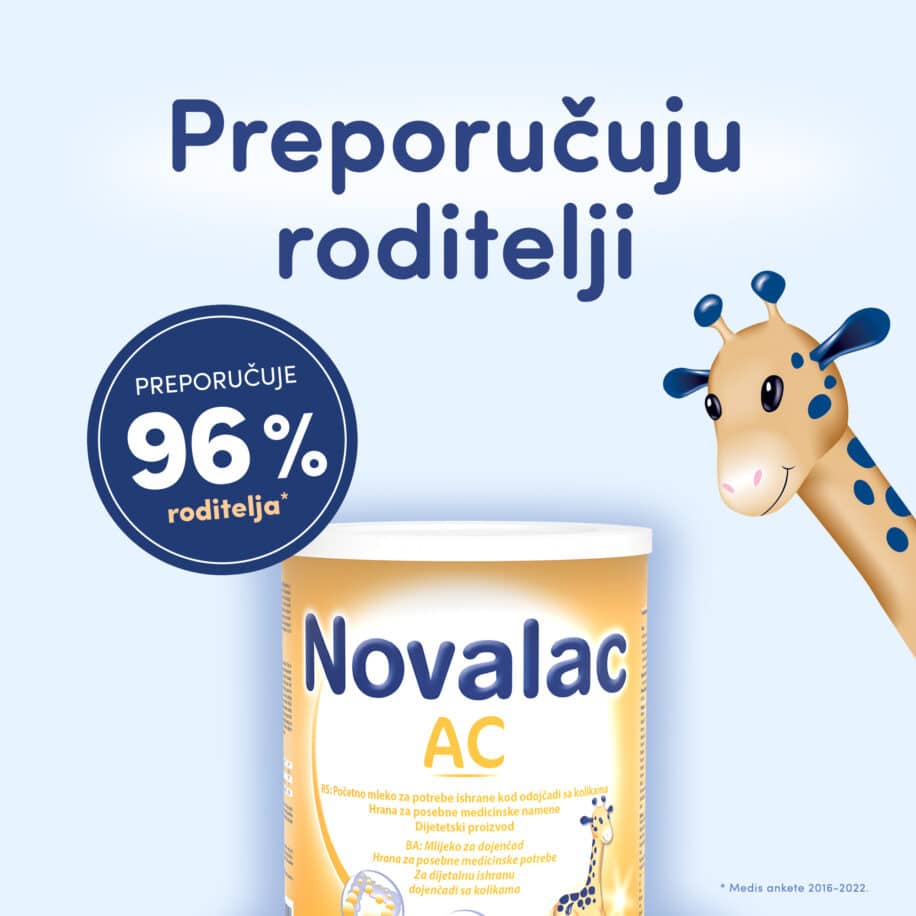 Novalac AC 400g USP – specijalizirana formula za djecu s kolikama i probavnim smetnjama.