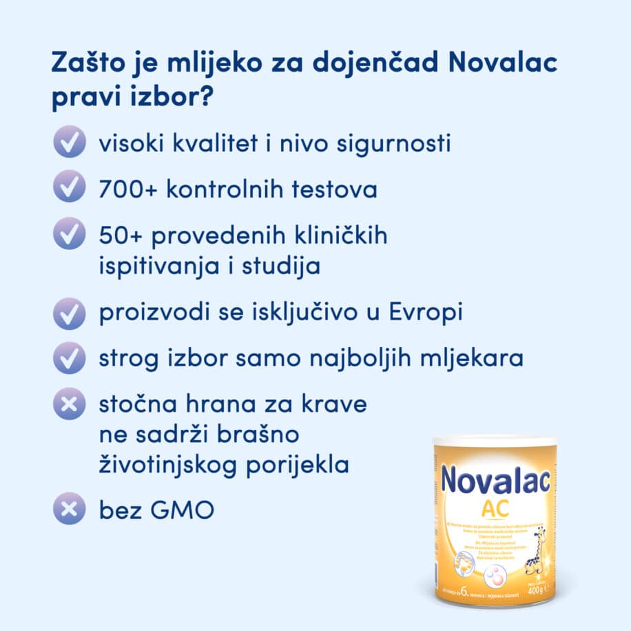Novalac AC 400g USP – specijalizirana formula za djecu s kolikama i probavnim smetnjama.